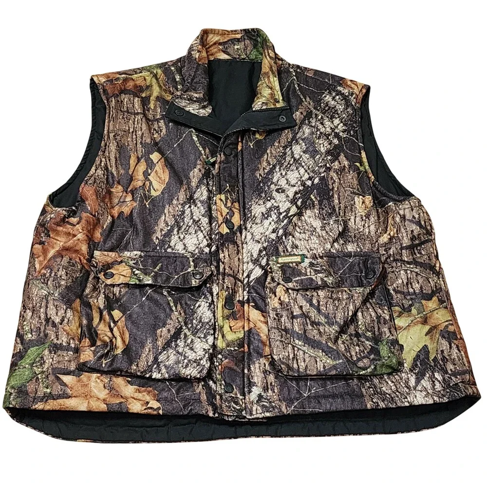 Remington Vest Mens 2XL Brown Camo Reversible Quilted Hunting Outdoor Full Zip
